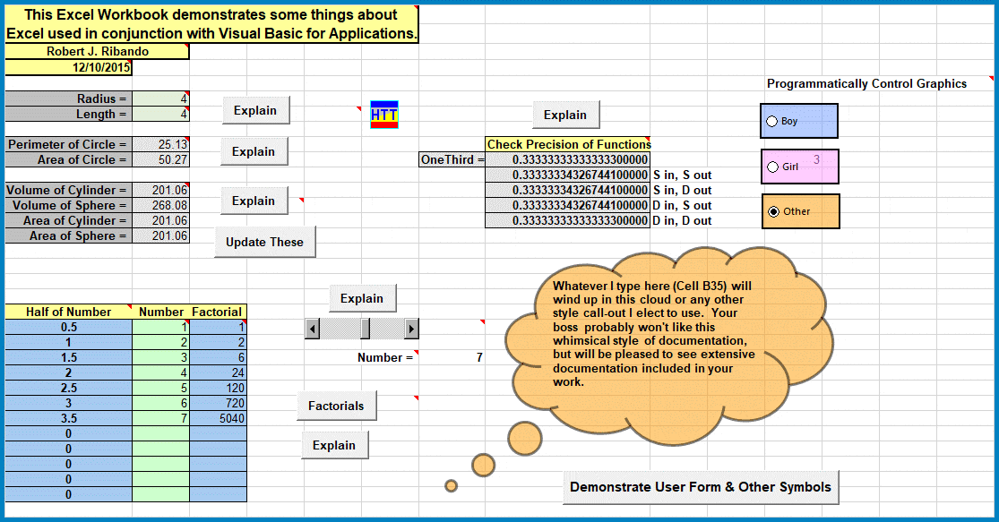 Use many features of Excel and VBA